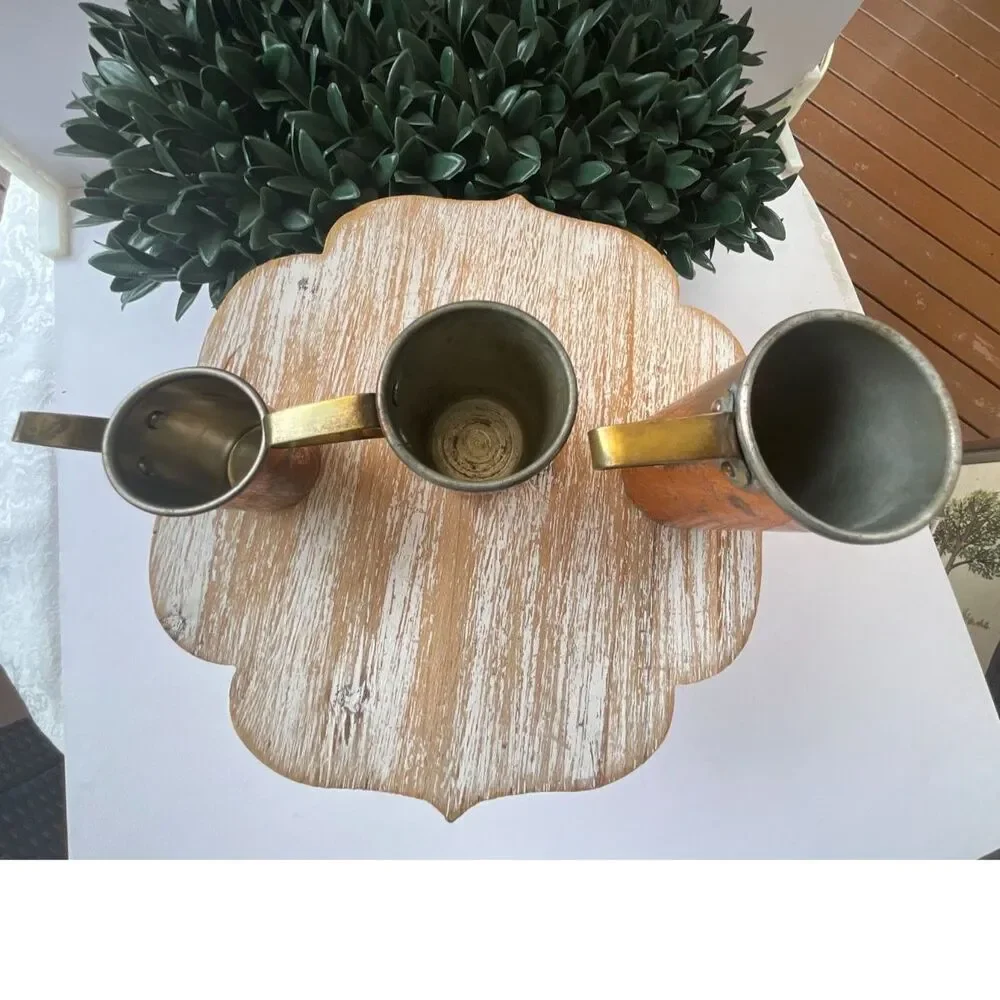 3 vintage copper measuring cups; unusual size MCM copper